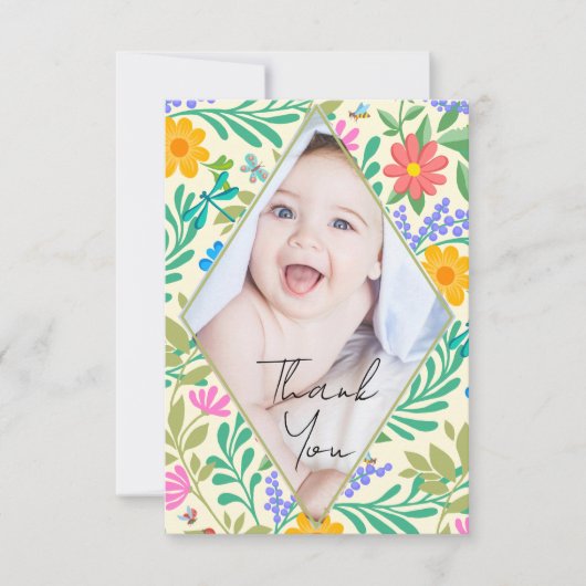 Honingbij, lieveheersbeestje, vlinder, libel & blo bedankkaart (Voorkant)