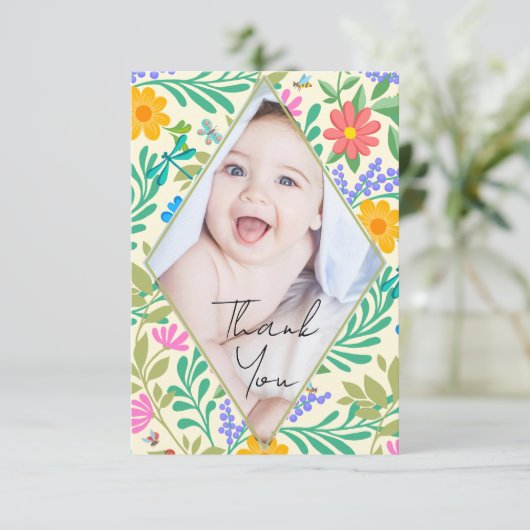 Honingbij, lieveheersbeestje, vlinder, libel & blo bedankkaart (Staand voorkant)