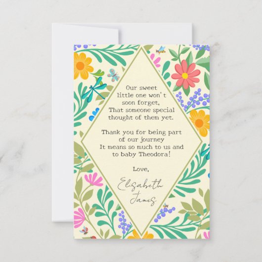 Honingbij, lieveheersbeestje, vlinder, libel & blo bedankkaart (Achterkant)