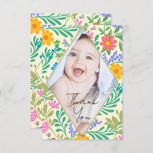 Honingbij, lieveheersbeestje, vlinder, libel & blo bedankkaart (Voorkant / Achterkant)