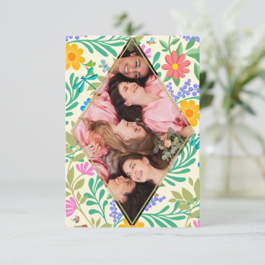 Honingbij, Lieveheersbeestje, Vlinder, Libel & Blo Bedankkaart (Staand voorkant)