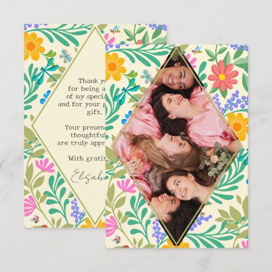 Honingbij, Lieveheersbeestje, Vlinder, Libel & Blo Bedankkaart (Voorkant / Achterkant)