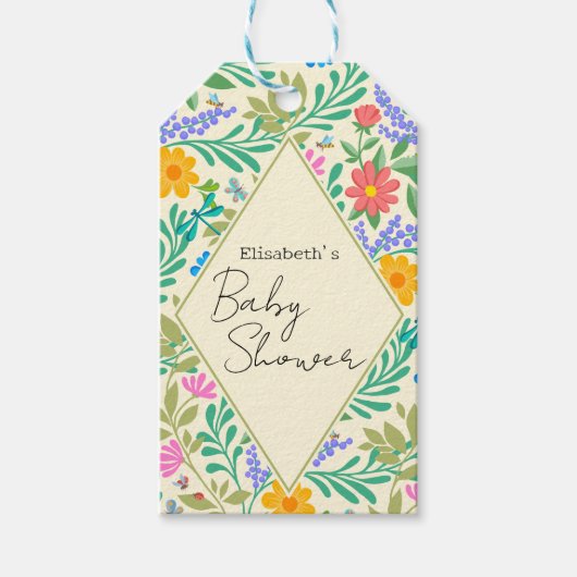 Honingbij, lieveheersbeestje, vlinder, libel & blo cadeaulabel (Voorkant)