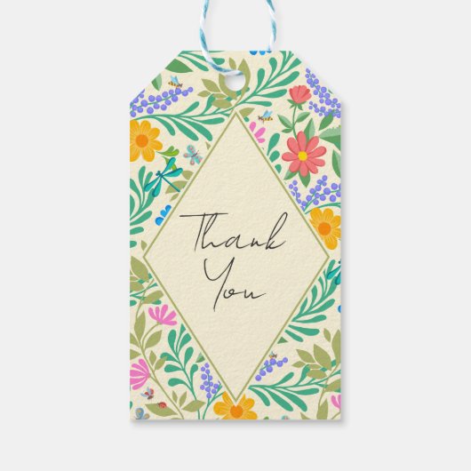 Honingbij, lieveheersbeestje, vlinder, libel & blo cadeaulabel (Achterkant)