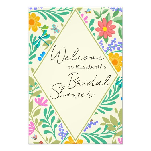 Honingbij, lieveheersbeestje, vlinder, libel & blo foto afdruk (Voorkant)