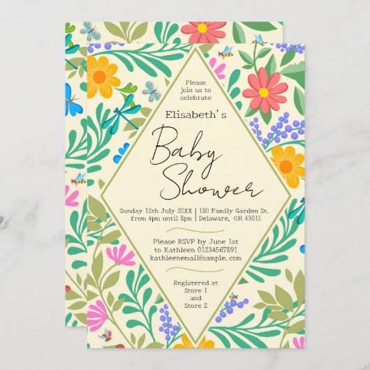 Honingbij, lieveheersbeestje, vlinder, libel & blo kaart (Voorkant / Achterkant)