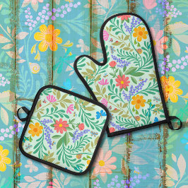 Honingbij, lieveheersbeestje, vlinder, libel & blo ovenwant & pannenlap set