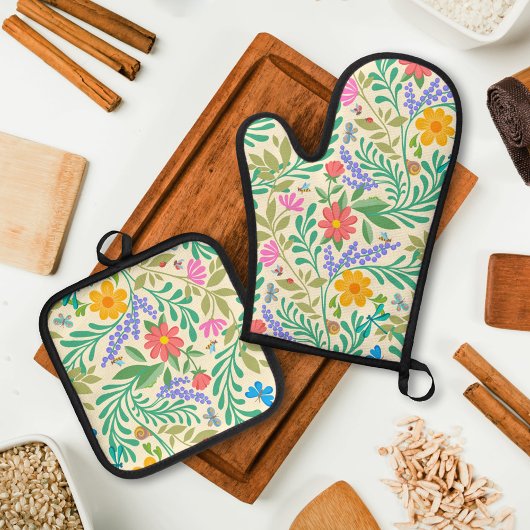 Honingbij, Lieveheersbeestje, Vlinder, Libel & Blo Ovenwant & Pannenlap Set