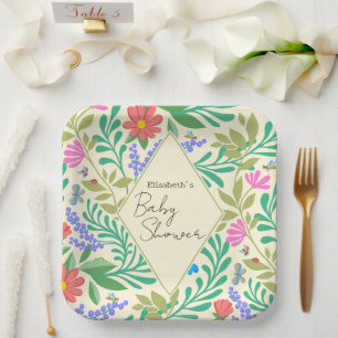 Honingbij, lieveheersbeestje, vlinder, libel & blo papieren bordje