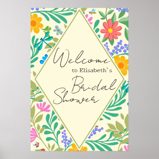 Honingbij, lieveheersbeestje, vlinder, libel & blo poster (Voorkant)