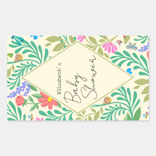 Honingbij, lieveheersbeestje, vlinder, libel & blo rechthoekige sticker (Voorkant)