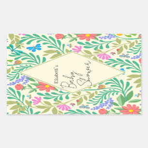 Honingbij, lieveheersbeestje, vlinder, libel & blo rechthoekige sticker