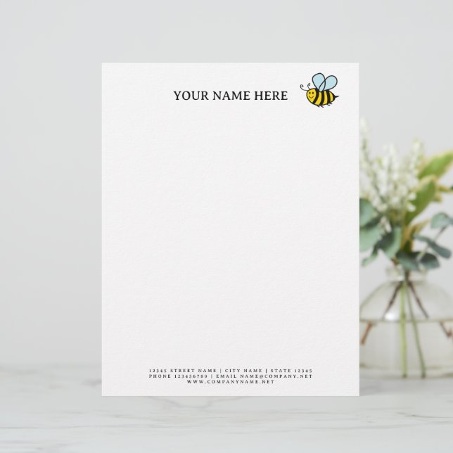 Honingbij logo letterhead sjabloon voor imker briefhoofd (Staand voorkant)