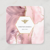 honingbij logo op roze agaat vierkante visitekaartje (Voorkant)