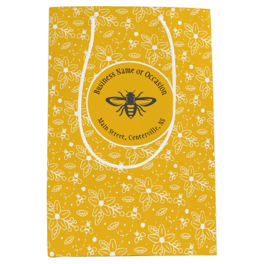 Honingbij Logo Zakelijk of Verjaardag Medium Cadeauzakje (Voorkant)