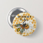 Honingbij mama naar bij Baby shower gunst Button | (Voorkant /achterkant)