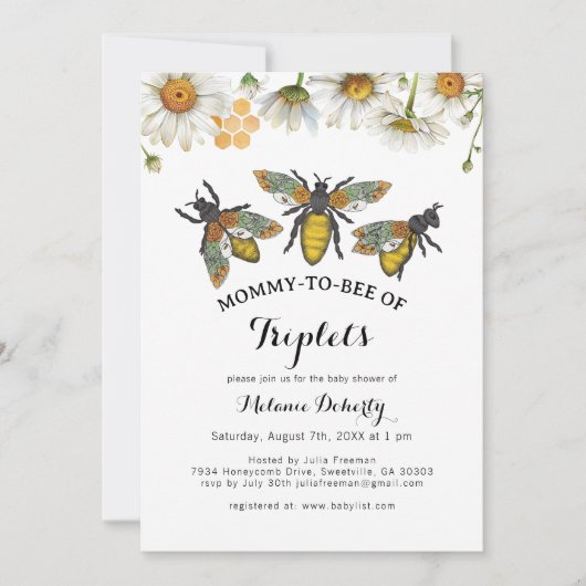 Honingbij mama naar bijendrieling Baby shower Kaart (Voorkant)