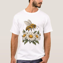 Honingbij met Madeliefjes en Botanische Bladeren