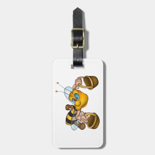 Honingbij met manden Leuke Drukke Bijen Illustrati Bagagelabel (Voorkant verticaal)