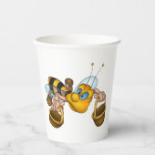 Honingbij met manden Leuke Drukke Bijen Illustrati Papieren Bekers (Voorkant)