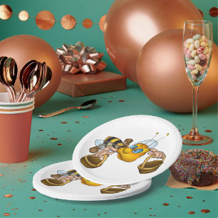 Honingbij met manden Leuke Drukke Bijen Illustrati Papieren Bordje