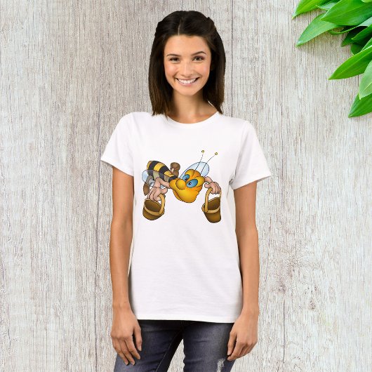 Honingbij met manden Leuke Drukke Bijen Illustrati T-shirt