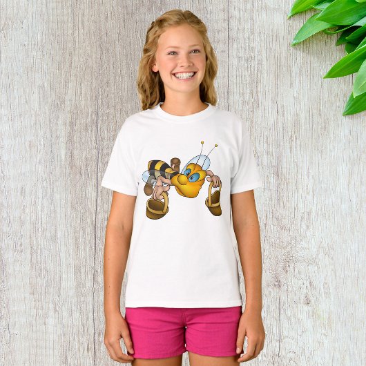 Honingbij met manden Leuke Drukke Bijen Illustrati T-shirt