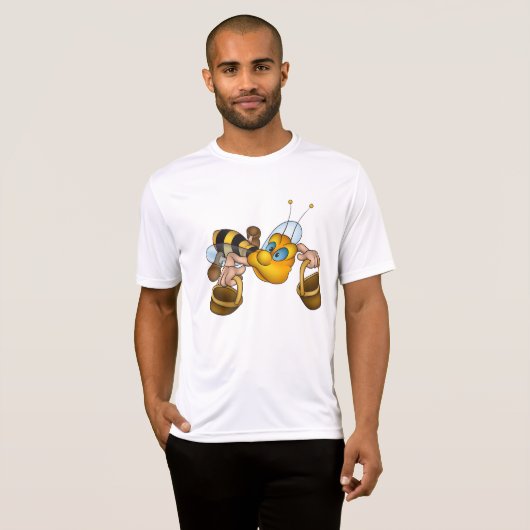 Honingbij met manden Leuke Drukke Bijen Illustrati T-shirt (Voorkant volledig)
