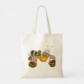 Honingbij met manden Leuke Drukke Bijen Illustrati Tote Bag (Achterkant)