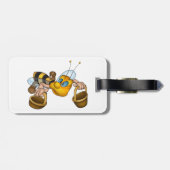 Honingbij met mandjes pret drukke bij illustratie bagagelabel (Achterkant horizontaal)