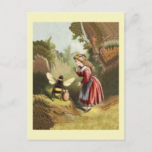  honingbij met meisje Briefkaart (Voorkant)