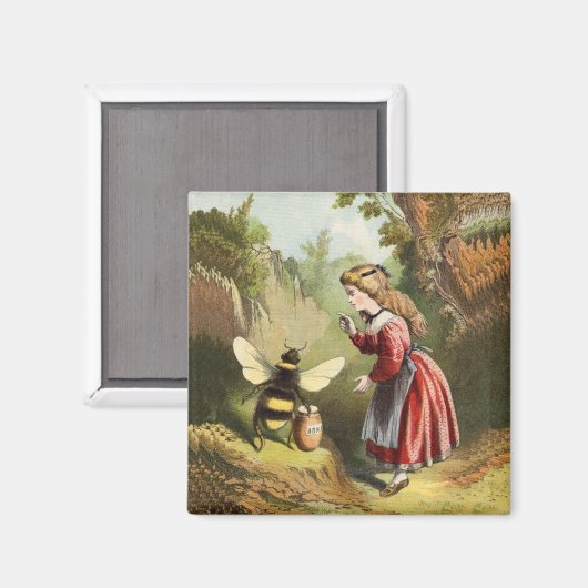  honingbij met meisjesmagneet magneet (Voorkant / Achterkant)