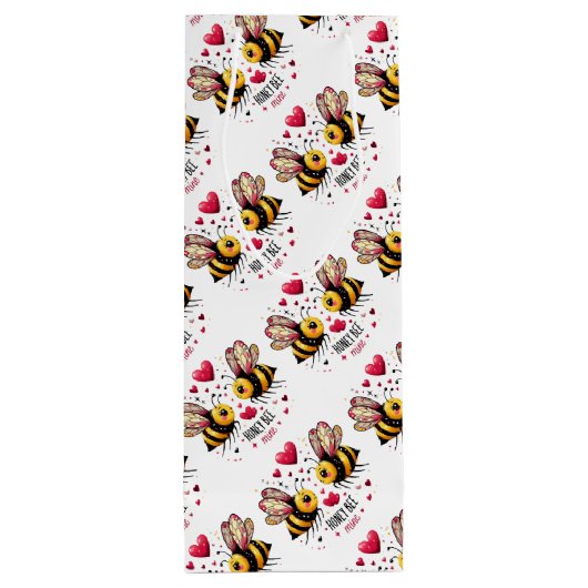 Honingbij Mine Honingbijen Valentijn Wijn Cadeautas (Achterkant)