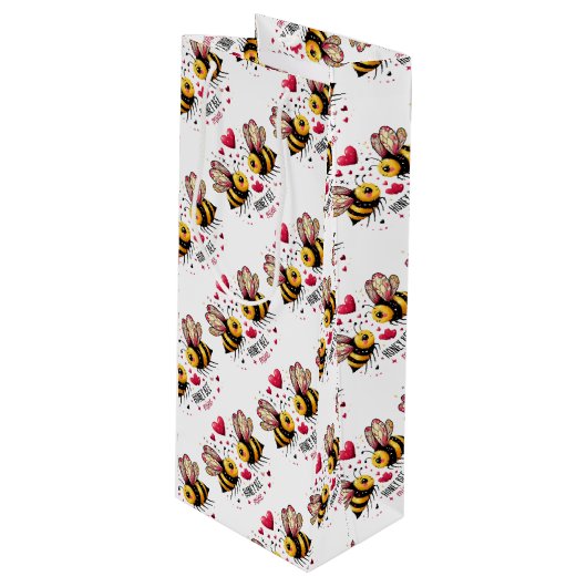 Honingbij Mine Honingbijen Valentijn Wijn Cadeautas (Voorkant Gekanteld)