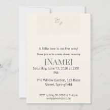 Honingbij Minimale Baby Shower, Bewerkbaar