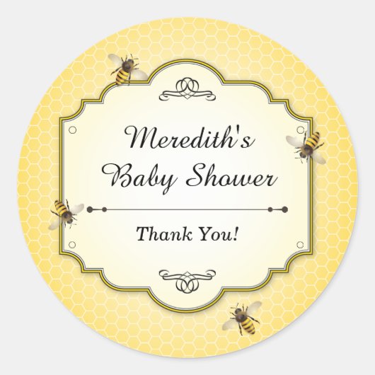 Honingbij Moeder tot Bijen Baby shower Bedankt Ronde Sticker (Voorkant)