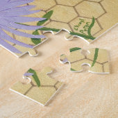 Honingbij op bloemenschilderij Puzzel (Zijkant)