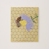 Honingbij op bloemenschilderij Puzzel (Verticaal)