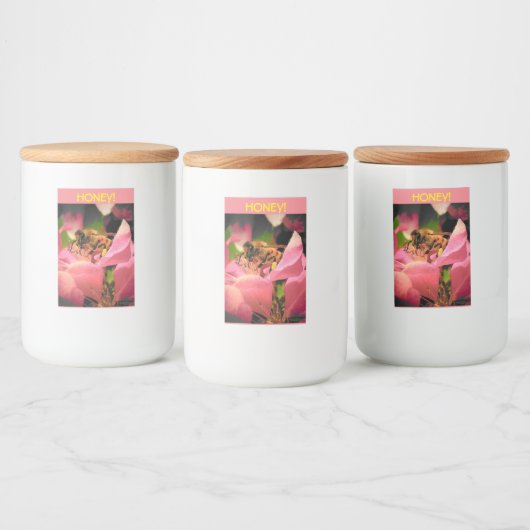 Honingbij op Crabapple bloesem Voedselcontainer Etiket (Flessen)