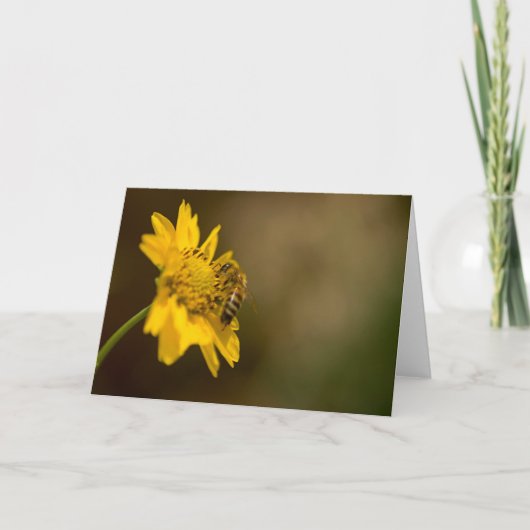 Honingbij op de Gele Bloem Kaart (Voorkant)