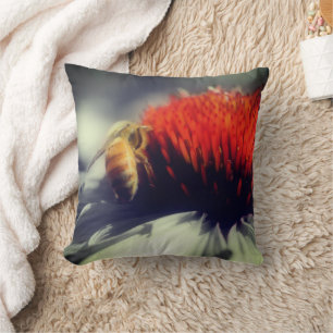Honingbij Op Echinacea Bloem Kussen