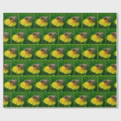 Honingbij op een gele paardenbloem cadeaupapier (Vlak)