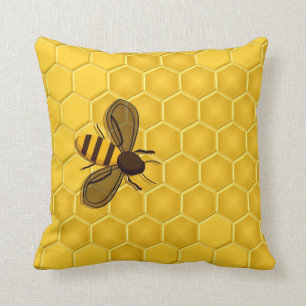 Honingbij op een Honeycomb Accent Pillow Kussen