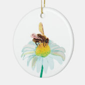 Honingbij op een witte bloem keramisch ornament (Links)