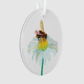 Honingbij op een witte bloem ornament (voorkant)