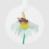 Honingbij op een witte bloem ornament (voorkant)