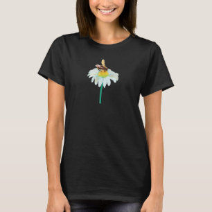 Honingbij op een witte bloem t-shirt