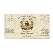 Honingbij op faux perkament papier cosmetica label (Voorkant)