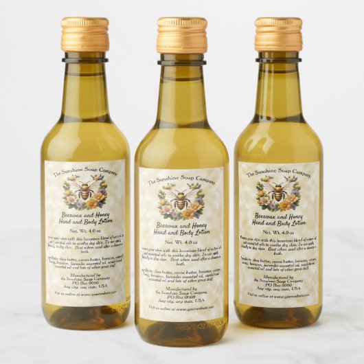 Honingbij op faux perkament papier cosmetica label wijn etiket (Flessen)