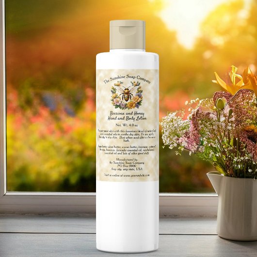 Honingbij op faux perkament papier cosmetica label wijn etiket